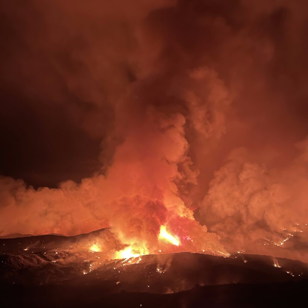 Fire burning on mountain
